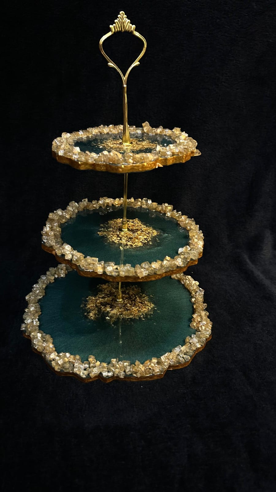 Three-Tier Fancy Resin Cake Stand With Original Stones