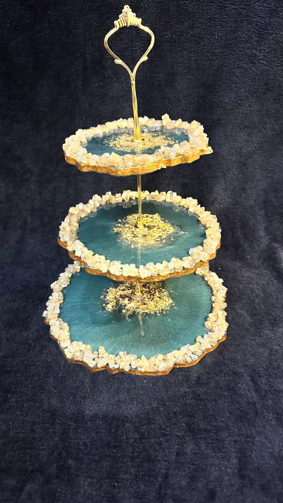 Three-Tier Fancy Resin Cake Stand With Original Stones